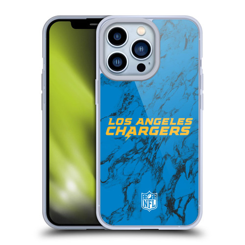 NFL Los Angeles Chargers Graphics Coloured Marble Soft Gel Case for Apple iPhone 13 Pro