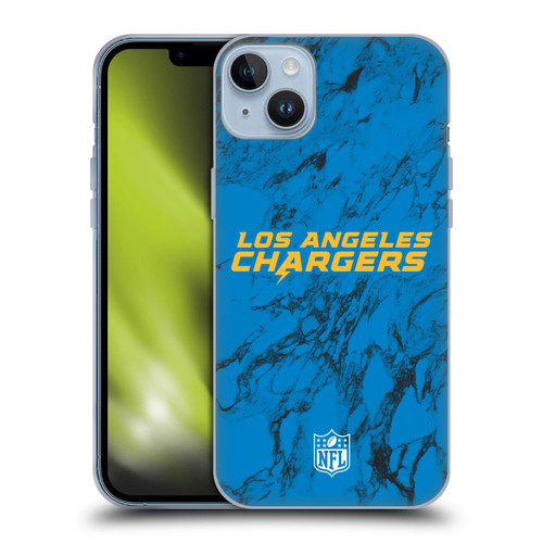 NFL Los Angeles Chargers Graphics Coloured Marble Soft Gel Case for Apple iPhone 14 Plus
