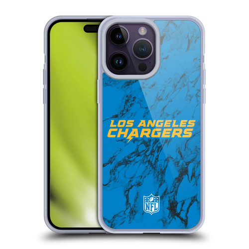 NFL Los Angeles Chargers Graphics Coloured Marble Soft Gel Case for Apple iPhone 14 Pro Max