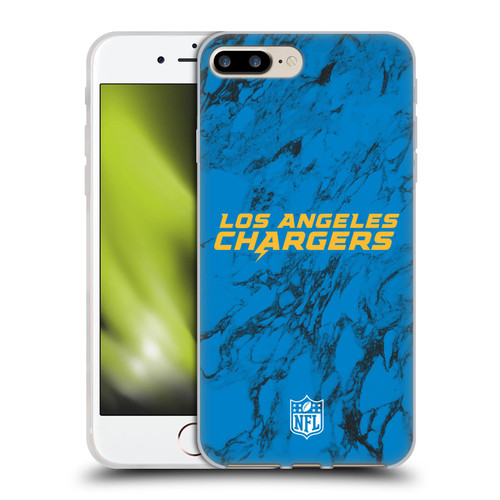 NFL Los Angeles Chargers Graphics Coloured Marble Soft Gel Case for Apple iPhone 7 Plus / iPhone 8 Plus
