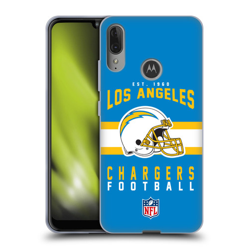 NFL Los Angeles Chargers Graphics Helmet Typography Soft Gel Case for Motorola Moto E6 Plus