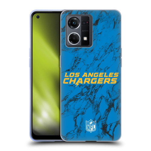 NFL Los Angeles Chargers Graphics Coloured Marble Soft Gel Case for OPPO Reno8 4G