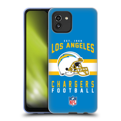 NFL Los Angeles Chargers Graphics Helmet Typography Soft Gel Case for Samsung Galaxy A03 (2021)