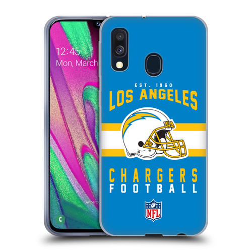 NFL Los Angeles Chargers Graphics Helmet Typography Soft Gel Case for Samsung Galaxy A40 (2019)