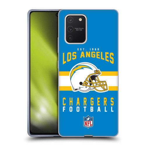 NFL Los Angeles Chargers Graphics Helmet Typography Soft Gel Case for Samsung Galaxy S10 Lite