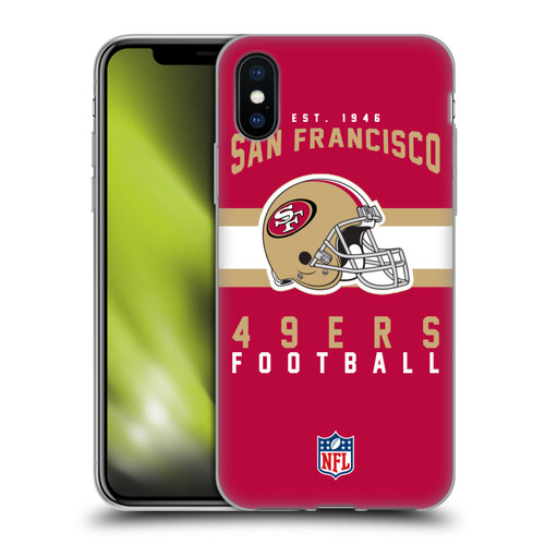NFL San Francisco 49ers Graphics Helmet Typography Soft Gel Case for Apple iPhone X / iPhone XS