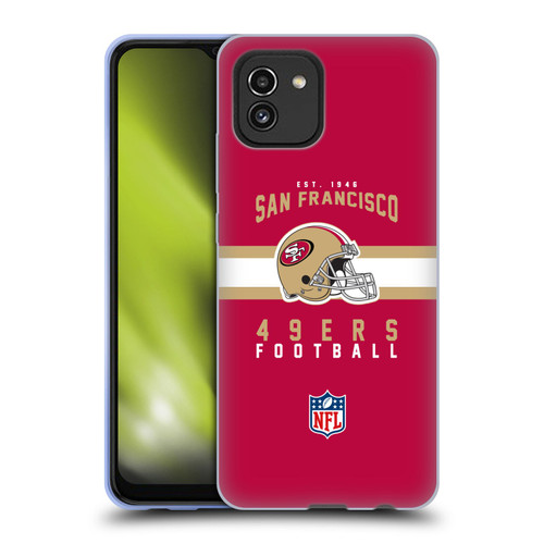 NFL San Francisco 49ers Graphics Helmet Typography Soft Gel Case for Samsung Galaxy A03 (2021)