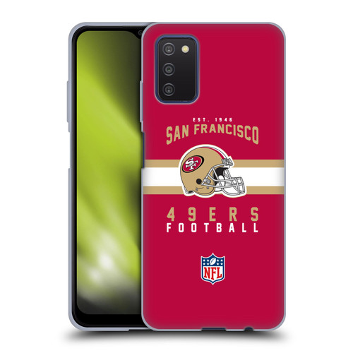 NFL San Francisco 49ers Graphics Helmet Typography Soft Gel Case for Samsung Galaxy A03s (2021)