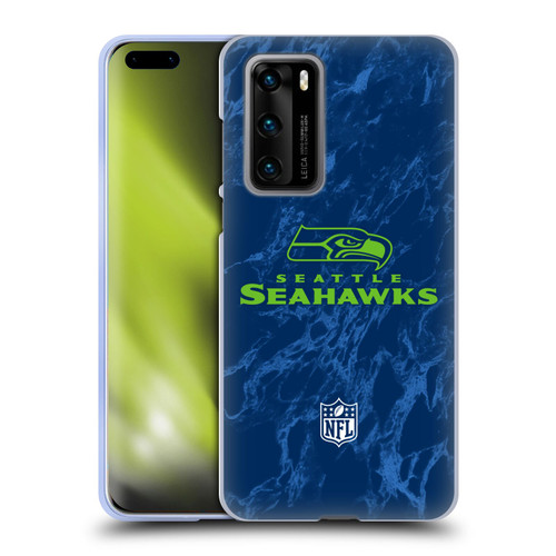 NFL Seattle Seahawks Graphics Coloured Marble Soft Gel Case for Huawei P40 5G
