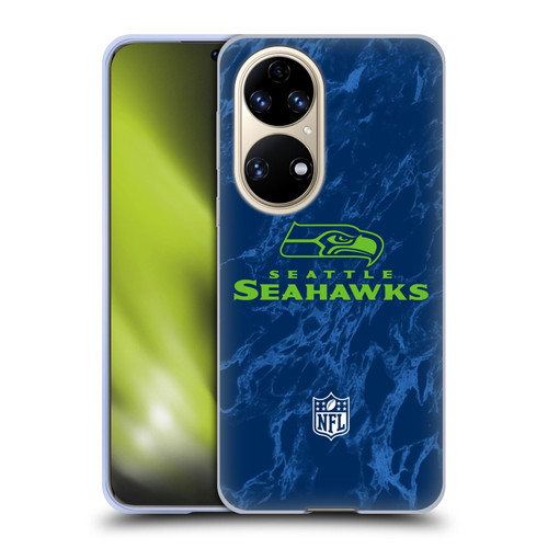 NFL Seattle Seahawks Graphics Coloured Marble Soft Gel Case for Huawei P50