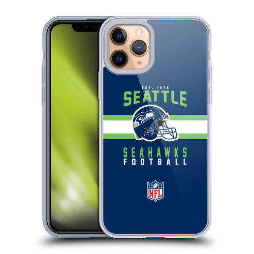 NFL Seattle Seahawks Graphics Helmet Typography Soft Gel Case for Apple iPhone 11 Pro