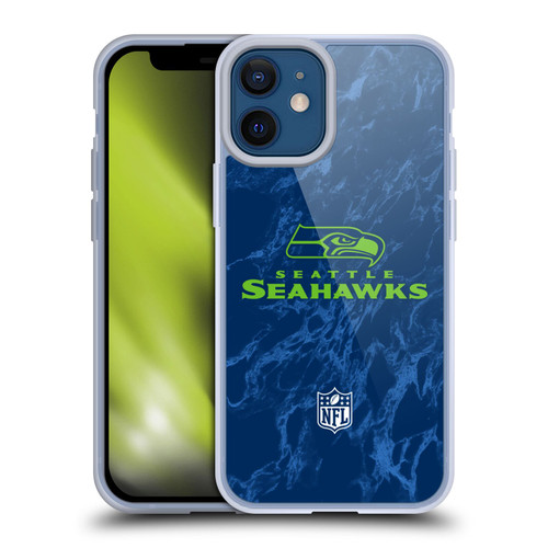 NFL Seattle Seahawks Graphics Coloured Marble Soft Gel Case for Apple iPhone 12 Mini