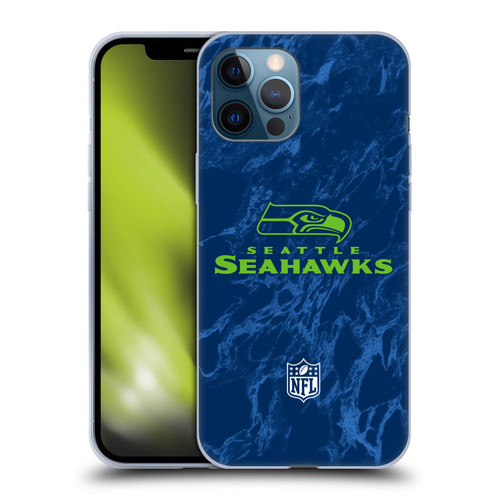 NFL Seattle Seahawks Graphics Coloured Marble Soft Gel Case for Apple iPhone 12 Pro Max