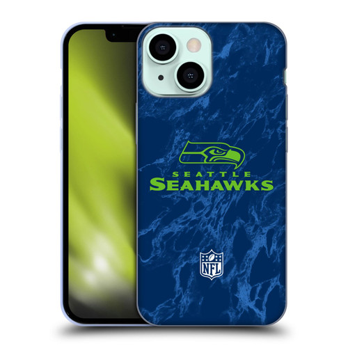 NFL Seattle Seahawks Graphics Coloured Marble Soft Gel Case for Apple iPhone 13 Mini