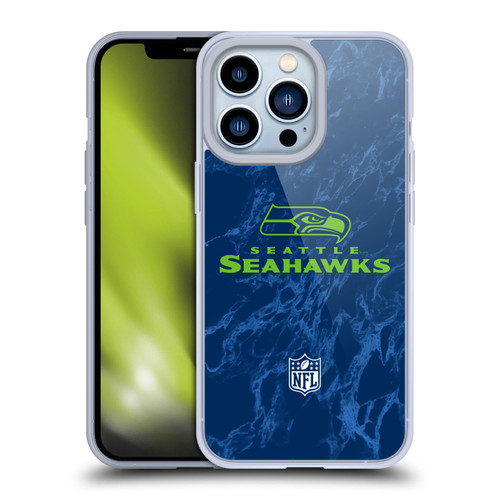 NFL Seattle Seahawks Graphics Coloured Marble Soft Gel Case for Apple iPhone 13 Pro