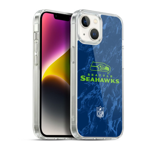 NFL Seattle Seahawks Graphics Coloured Marble Soft Gel Case for Apple iPhone 14