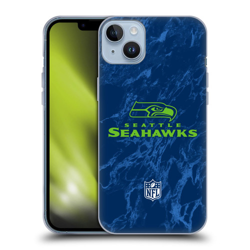 NFL Seattle Seahawks Graphics Coloured Marble Soft Gel Case for Apple iPhone 14 Plus