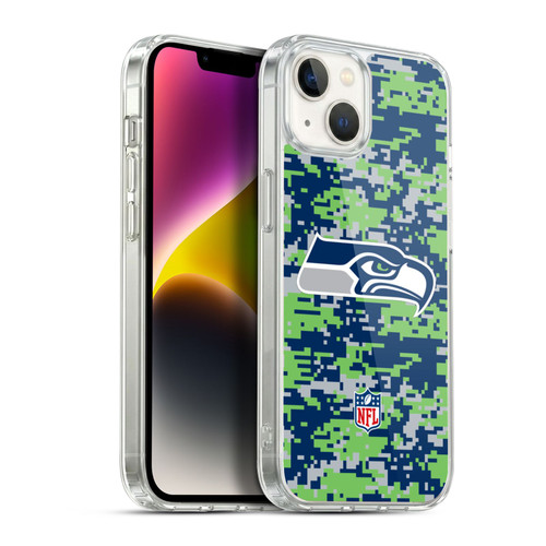 NFL Seattle Seahawks Graphics Digital Camouflage Soft Gel Case for Apple iPhone 14 Plus