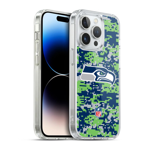 NFL Seattle Seahawks Graphics Digital Camouflage Soft Gel Case for Apple iPhone 14 Pro