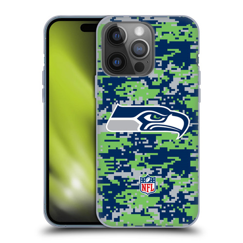 NFL Seattle Seahawks Graphics Digital Camouflage Soft Gel Case for Apple iPhone 14 Pro