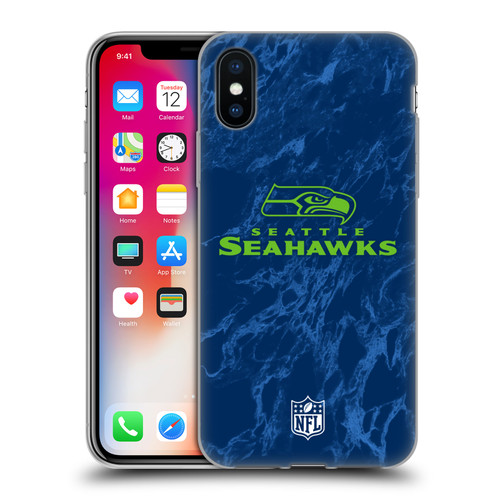 NFL Seattle Seahawks Graphics Coloured Marble Soft Gel Case for Apple iPhone X / iPhone XS