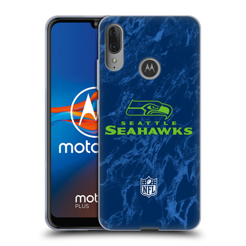 NFL Seattle Seahawks Graphics Coloured Marble Soft Gel Case for Motorola Moto E6 Plus