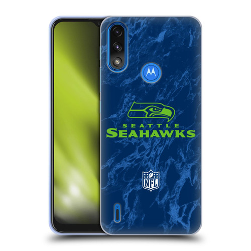 NFL Seattle Seahawks Graphics Coloured Marble Soft Gel Case for Motorola Moto E7 Power / Moto E7i Power
