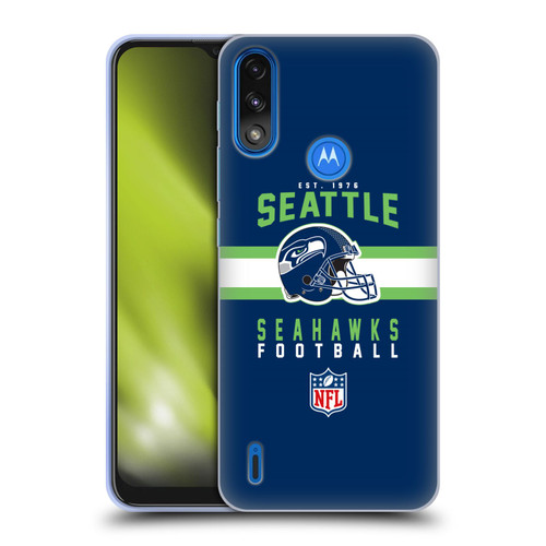 NFL Seattle Seahawks Graphics Helmet Typography Soft Gel Case for Motorola Moto E7 Power / Moto E7i Power
