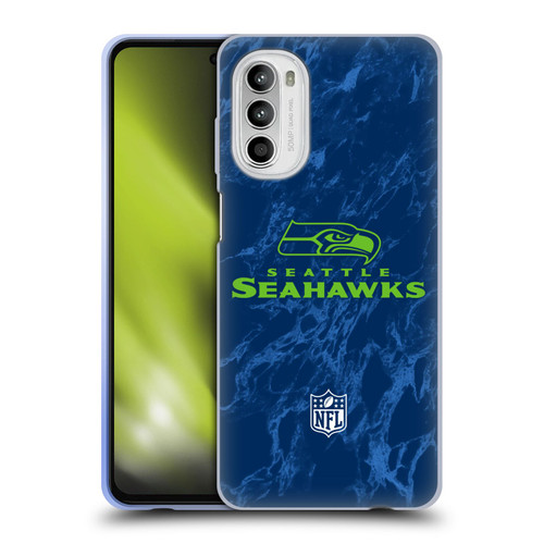 NFL Seattle Seahawks Graphics Coloured Marble Soft Gel Case for Motorola Moto G52