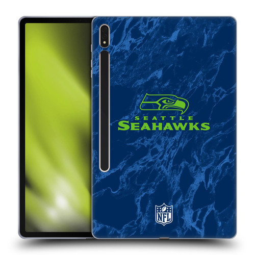 NFL Seattle Seahawks Graphics Coloured Marble Soft Gel Case for Samsung Galaxy Tab S8 Plus