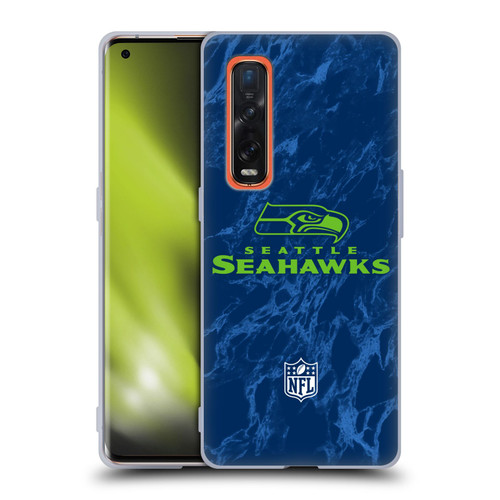 NFL Seattle Seahawks Graphics Coloured Marble Soft Gel Case for OPPO Find X2 Pro 5G