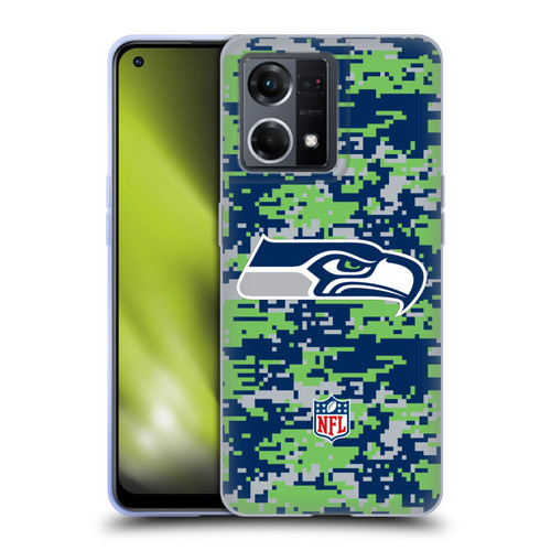 NFL Seattle Seahawks Graphics Digital Camouflage Soft Gel Case for OPPO Reno8 4G