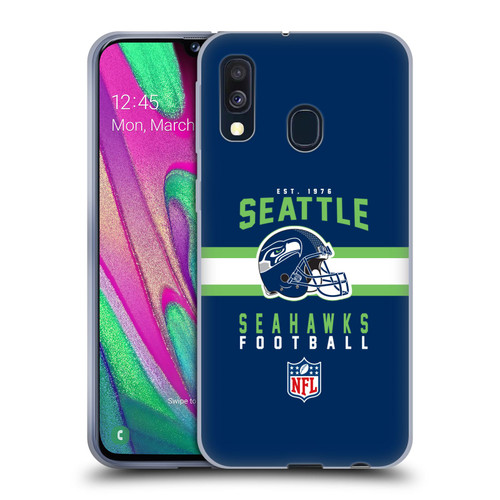 NFL Seattle Seahawks Graphics Helmet Typography Soft Gel Case for Samsung Galaxy A40 (2019)