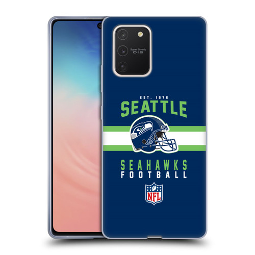 NFL Seattle Seahawks Graphics Helmet Typography Soft Gel Case for Samsung Galaxy S10 Lite