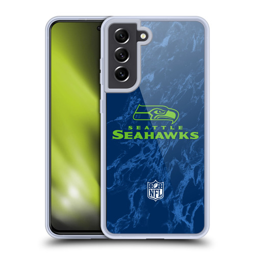 NFL Seattle Seahawks Graphics Coloured Marble Soft Gel Case for Samsung Galaxy S21 FE 5G