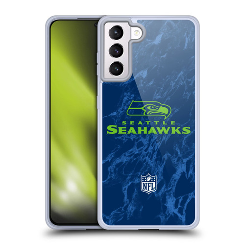 NFL Seattle Seahawks Graphics Coloured Marble Soft Gel Case for Samsung Galaxy S21+ 5G