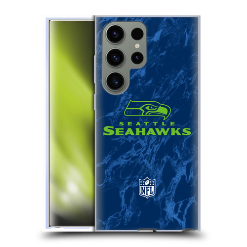 NFL Seattle Seahawks Graphics Coloured Marble Soft Gel Case for Samsung Galaxy S23 Ultra 5G