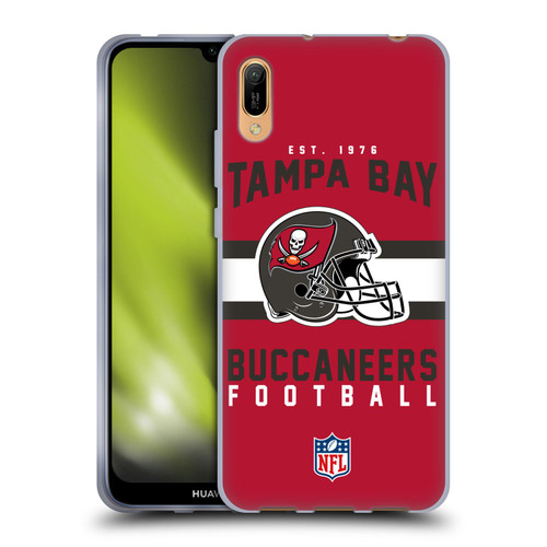 NFL Tampa Bay Buccaneers Graphics Helmet Typography Soft Gel Case for Huawei Y6 Pro (2019)