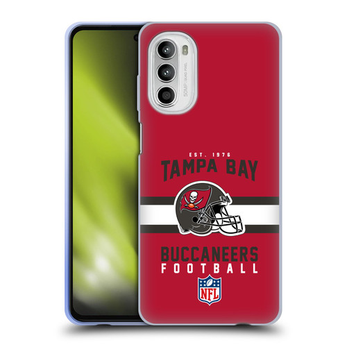 NFL Tampa Bay Buccaneers Graphics Helmet Typography Soft Gel Case for Motorola Moto G52