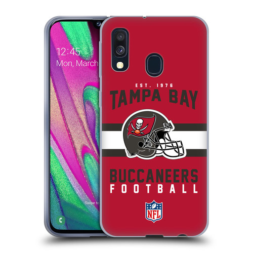 NFL Tampa Bay Buccaneers Graphics Helmet Typography Soft Gel Case for Samsung Galaxy A40 (2019)