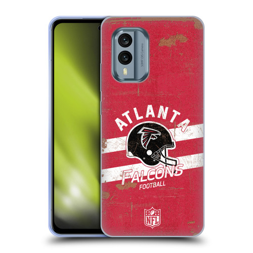 NFL Atlanta Falcons Logo Art Helmet Distressed Soft Gel Case for Nokia X30