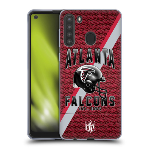 NFL Atlanta Falcons Logo Art Football Stripes Soft Gel Case for Samsung Galaxy A21 (2020)