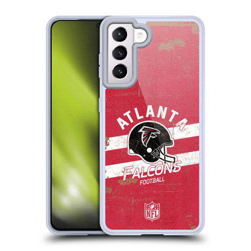 NFL Atlanta Falcons Logo Art Helmet Distressed Soft Gel Case for Samsung Galaxy S21 5G