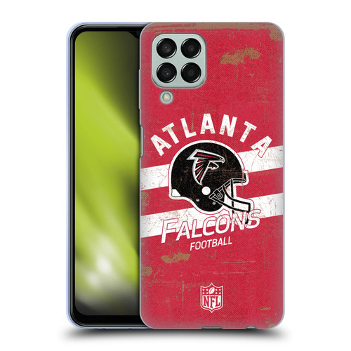 NFL Atlanta Falcons Logo Art Helmet Distressed Soft Gel Case for Samsung Galaxy M33 (2022)