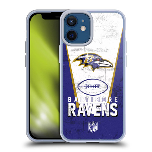 NFL Baltimore Ravens Logo Art Banner Soft Gel Case for Apple iPhone 12 Mini