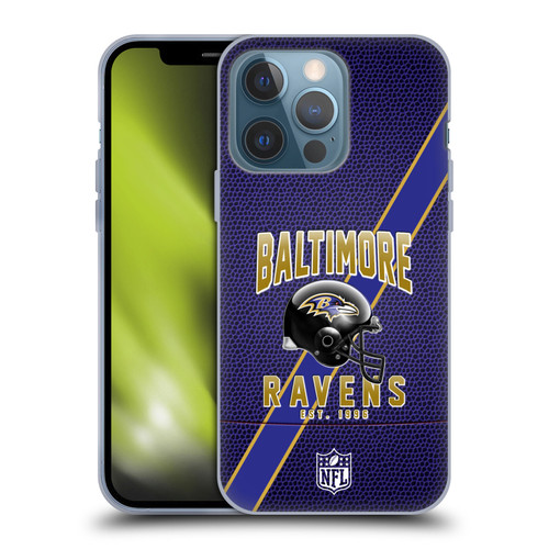 NFL Baltimore Ravens Logo Art Football Stripes Soft Gel Case for Apple iPhone 13 Pro