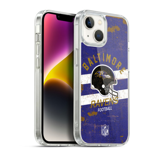 NFL Baltimore Ravens Logo Art Helmet Distressed Soft Gel Case for Apple iPhone 14