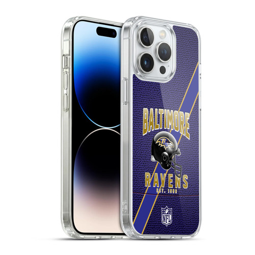 NFL Baltimore Ravens Logo Art Football Stripes Soft Gel Case for Apple iPhone 14 Pro Max & MagSafe