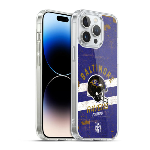 NFL Baltimore Ravens Logo Art Helmet Distressed Soft Gel Case for Apple iPhone 14 Pro Max & MagSafe