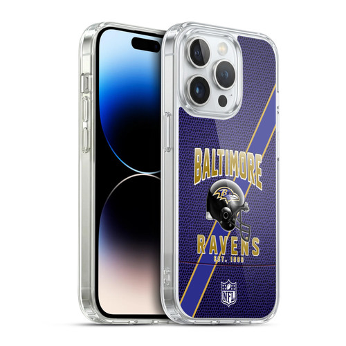 NFL Baltimore Ravens Logo Art Football Stripes Soft Gel Case for Apple iPhone 14 Pro & MagSafe